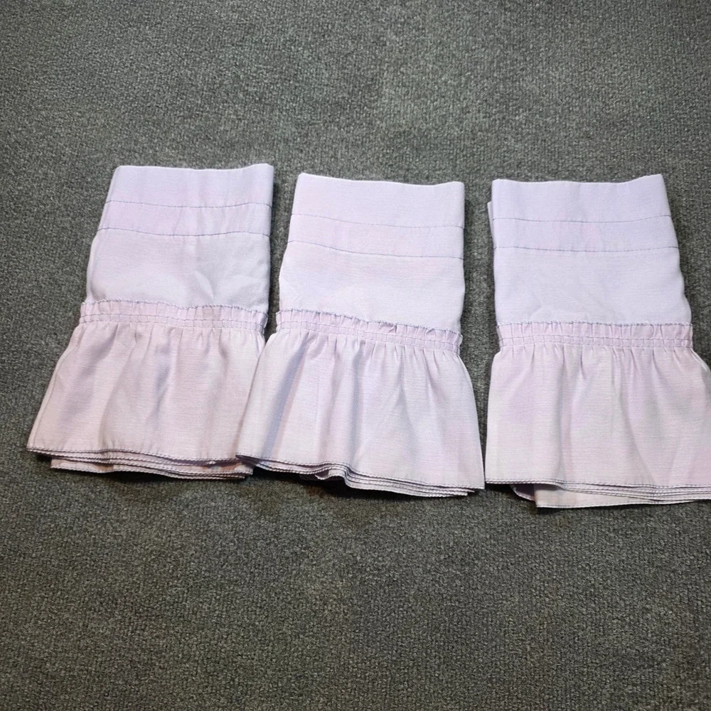 Vintage Lavender Ruffled Window Valances Set of 3 Pastel Purple Cottagecore USA